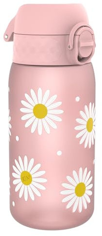 Ion8 Borraccia per Bambini, 350 ml, a Prova di Perdite, Facile da Aprire, Serratura Sicura, Lavabile in Lavastoviglie, Senza BPA, Maniglia per il Trasporto, Facile Pulizia, Margherite