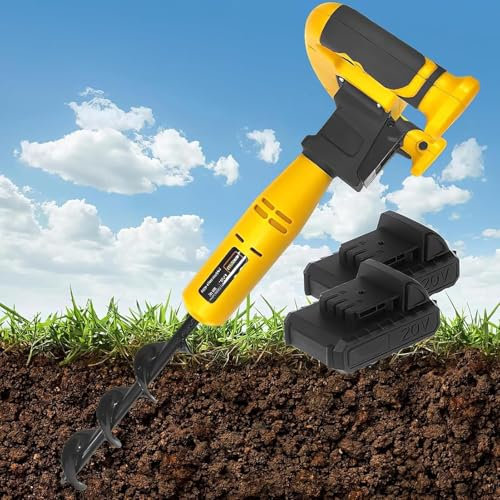 YZRDCXM Earth Auger Hole Digger,Cordless Fence Post Auger,Cordless Electric Post Hole Digger,Electric Hole Digging Machine with 11''x3'' Drill Bit,Auger Post Hole Digger for Fence, Farmland