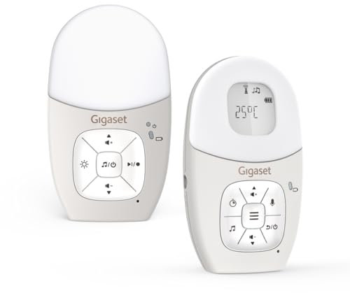 Gigaset Baby 100 Audio – Audio-Babyphone mit DECT-Technologie – Sichere Zwei-Wege-Kommunikation – 300m Reichweite - Fütterungstimer - Temperatursensor - Nachtlicht, Warm Grey [Deutsche Version]