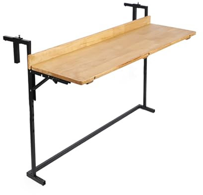 ZYYLIVR Table de Balcon Rabattable et Suspendue, Table de Service Pliable pour Balustrade de Terrasse, Réglable en 5 Hauteurs pour Jardin, Bureau et Patio(38x60cm/15x23.6in)