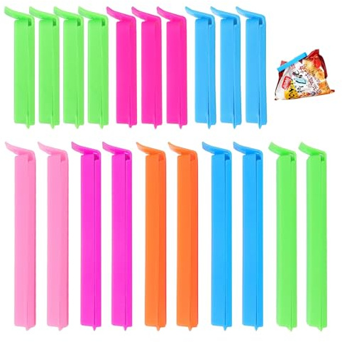 20 Pcs Bag Clips for Food Storage,Bags Sealing Clip Snack That Pour Spout Chip Bread Plastic Seal Freezer Kitchen Fresh Keeping Foods Closure Mouth 7.5/11cm Reusable Colorful,for Sandwiches & Snacks