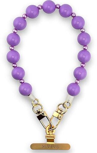 RATASK Chunky Beaded Wrist Strap, Acrylic Bold Beaded Mobile Phone Strap, Made with Durable Metal String for Extra Strength and Security, including Metal Tether Tab (Purple)