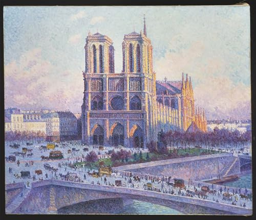 WYKUJMYTO Kunst Gemälde Poster Kunstwerke Berühmte Leinwand Drucken Blick auf Notre Dame Paris vom Quai Saint-Michel von Maximilien Luce Kunstdrucke Leinwand für Wohnzimmer Dekoration 60x90cm