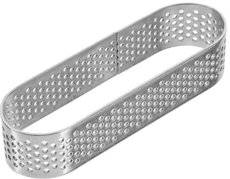 VICASKY Oval Stainless Steel Tartlet Mold with Even Venting Perforated Mousse Mould for Fruit Quiche and Dessert Baking Easy Release and Cleaning