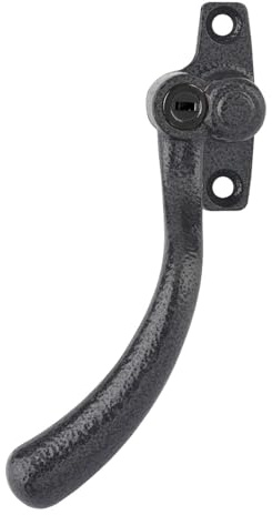 KOOPLES HARDWARE Tear Drop Key Locking Window Handle Left Hand – Traditional Heritage Design with Secure Lock – Black Finish – Fixings Included (Antique Black, 55mm)