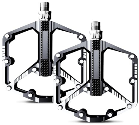 Turmegtt Pedali per Mountain Bike, Pedali da 9/16 Pollici, 3 Cuscinetti Sigillati, Pedali MTB, Pedali Antiscivolo per Mountain Bike/BMX/MTB/E-Bike/Bici da Corsa (Nero)