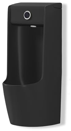 Wandmontiertes Keramik Urinal für Männer, Automatisches Sensor Urinal Kommerzielle Pissoir, für Bars Badezimmer Hotels Geschäfte öffentliche Toiletten(Black 1)