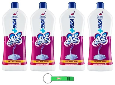 4 candeggina ACE Candeggina Più +DENSA Armonie Floreali – Detergente sbiancante per superfici e bucato 1 litro + portachiavi Beni Culinari gratuito