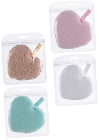 Hohopeti 4 Spugne per Viso a Forma di Cuore Cordino Esfolianti e per Rimozione Trucco Pulizia Profonda Pori e Grasso Adatte per Pelle Delicata