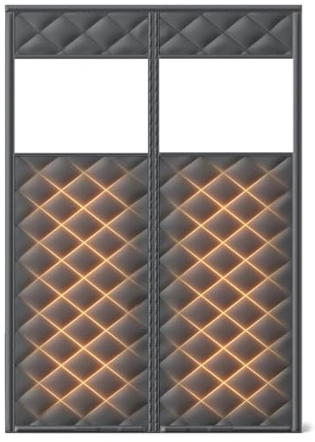 Wärmeschutzvorhang Für Türen Verdunkelungsvorhang Thermovorhang Kälteschutz Magnet Vorhang Balkontür Winddicht Vorhang Tür Winters Mit Transparenten Fenstern(Grau,W60XH190CM)