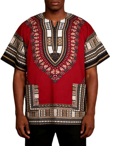 RUMAOZIA Abbigliamento africano da uomo africano Dashiki camicia di cotone tribale festival boho hippie caftano uomo stile africano camicia a maniche corte tradizionale camicia estiva casual