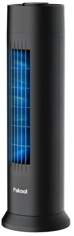 Pakool Tower Fan for Bedroom, 28 dB Quiet Fans, Detachable Washable Design, Powerful Cooling, 3 Speeds, 80° Oscillating, Portable Desk Table Bladeless Fan, 16-Inch