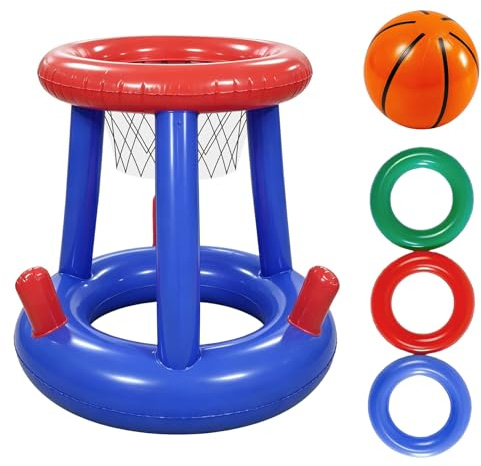 SKIPTHYBER Inflatable Pool Basketball Hoop Water Basketball Hoop Game Inflatable Floating Hoop Game with 3 Balls, Swimming Pool Float Game for Pool Beach Party Games
