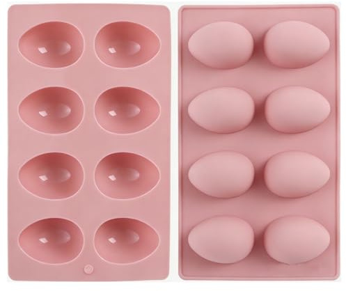 8-Mulden Osterbackformen für Schokolade, Wiederverwendbar Pralinenform Silikon, Backform Ostern DIY Eierform Kuchen Dekoration, Easter Silikon Backformen Zubehör für Brot, Eiswürfel (Rosa)