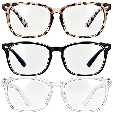 3 PCS Blue Light Glasses,Blocking Reading Glasses for Women Men Filter | Non-Prescription Computer Screen Filter Eye Protection Reading Glare UV Gaming Clear Fashion Glass Eyeglasses for Youth Adult