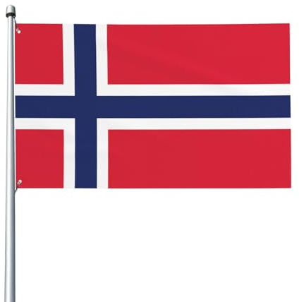 Bandiera della Norvegia, 90x150 cm, in poliestere, stampa su un solo lato con doppia visibilità, resistente allo sbiadimento, per decorazioni interne ed esterne, taglia unica.