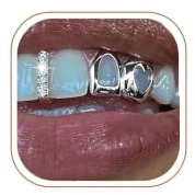 Longita 2pcs Silver Grills for Your Teeth Grillz for Women Teeth Men Silver Tooth Cap Grillz for Women Mouth Grills Tooth Jewelry Hip Hop Freaknik Outfits Rapper Custom Accessory Halloween Party