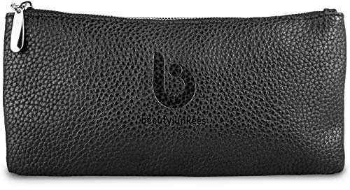 Beauty Junkees Makeup Brush Case Cosmetic Bag Black Make Up Brush Holder Pouch or Cosmetic Storage Organizer for Purse or Travel, Large Enough to Carry All Size Brushes, Cruelty Free