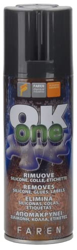 Faren OK ONE Rimuovi Etichette, Sciogli Silicone, Colla, Mastice, Resina, Catrame, veloce ed efficace, Spray 200ml