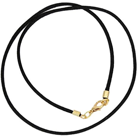 GlassOfVenice Collier en satin noir pour pendentif avec fermoir doré ou argenté – Cordon en soie pour bijoux