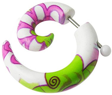 Monster Piercing UV Acryl & 316L Chirurgenstahl | Fake Tunnel | Blume mit Schmetterling | Fake Dehnschnecke Plug Piercing Fleischtunnel | Stabstärke: 16 Gauge | Stablänge: 6MM