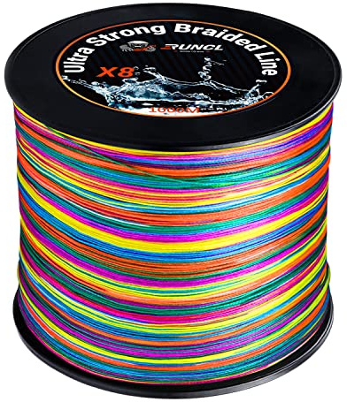 RUNCL Braided Fishing Line, 8 Strand Abrasion Resistant Fishing Line Braid, Super Durable, Smooth Casting, Zero Stretch, Smaller Diameter, Hi Vis, 328-1093 Yards, 12-100LB(100LB,1093yds)