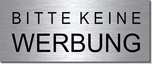10 Stk. Bitte keine Werbung-Briefkasten-Schild- Aluminium Edelstahloptik 60 x 25 mm selbstklebend-1966-8 (10 Stk. 60 x 25 mm)
