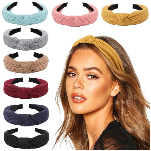 DRESHOW 8 Stück Damen Stirnband Kopfband Haarband Turban Elastische Kopf Wickeln Niedlich Haarschmuck für Mädchen