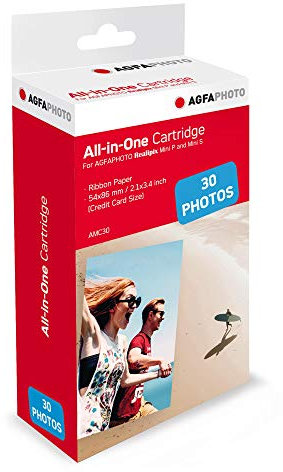 AGFA PHOTO - Cartouche et papiers 5,3 x 8,6 cm AMC - Compatible AGFA PHOTO Realipix Mini S, Realipix Mini P, Kodak Mini Printer 2, Kodak Mini Shot - Blanco