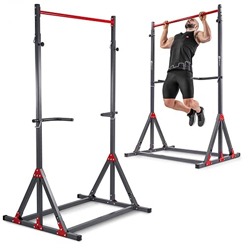 Hop-Sport Kraftstation mit Klimmzugstange und Dip-Station HS-1015K Kraftturm für Klimmzüge und Dips freistehend und verstellbar, bis 200 kg belastbar