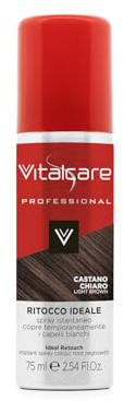 Vitalcare | Ritocco Ideale per Capelli, Spray Istantaneo Perfetto per Coprire Temporaneamente i Capelli Bianchi e Grigi, Colore Castano Chiaro, 75 ml | per Ritocco Capelli, Spray Perfetto per Coprire Temporaneamente i Capelli Bianchi e Grigi
