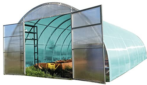 gazebiprofessionali.com Invernadero túnel 4 x 10 m PE y policarbonato 4 mm ComPro de Serrashop, invernaderos modulables para huerto, jardín, plantas viveros