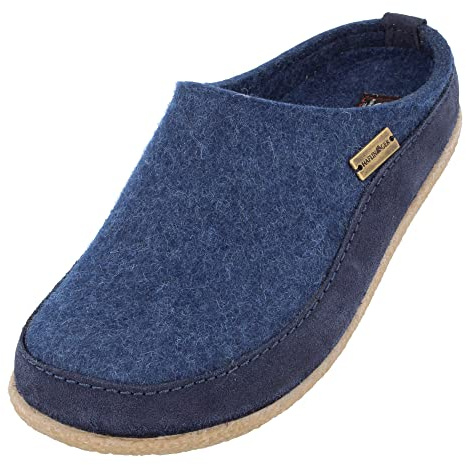 HAFLINGER Blizzard Skane Filzpantoffel Hausschuh Gummisohle Unisex Jeans, Gr. 39