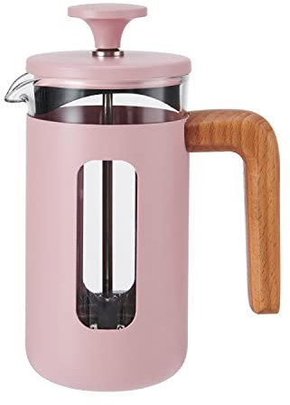 La Cafetière Pisa Cafetière, 3-Cup/350ml, Heat-Resistant Borosilicate Glass and Stainless Steel with Easy-Grip Plunger, Small French Press Coffee Maker for Loose Tea and Ground Coffee, Pink