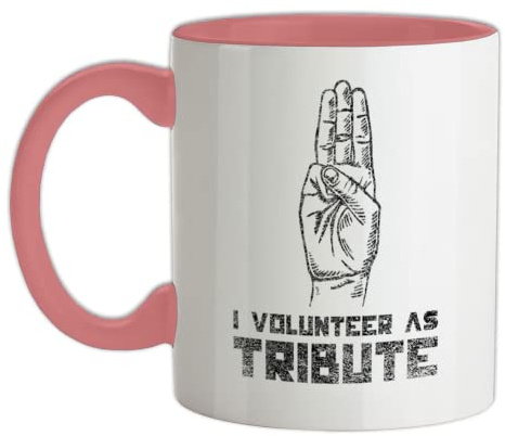 I Volunteer As Tribute - 11oz - Ceramic Two-Tone Mug for Coffee/Tea - BabyPink/White - One Size