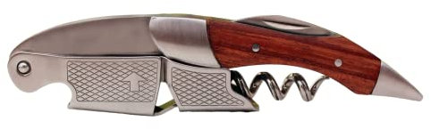 Chabrias Ltd Amigo del camarero premium con mango de palisandro, abridor de botellas de vino profesional, sacacorchos de doble bisagra y cortador de papel de aluminio, llave de vino de calidad