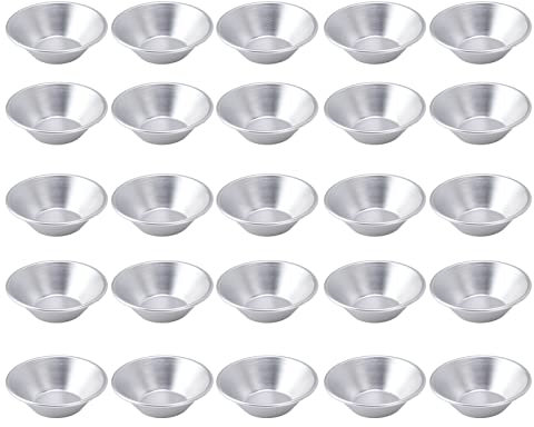 Tyenaza 25 Stampi in Alluminio per Crostate di Uova, Piccole Tortiere, Mini Cupcake, Muffin, Biscotti, Stampini da Forno per Cuocere, Fare Crostate, Torte Quiche