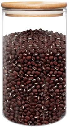 umieo 50oz (1400ml) Glass Jar with Lid Airtight Food Storage Container Bamboo Large Clear Canisters Hold Coffee Beans Candy Nuts Sugar