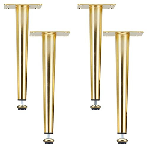 YJRZYQKXKL Tischbeine Höhenverstellbar, 4 Stück Mobelbeine, Gold Tischfüße Höhe: 10-75cm (+10mm) Couchtisch/TV Tisch/Beistelltische/Kommode/Nachttisch Beine Konisch Beine Ersatz Füße (50cm,Gold)