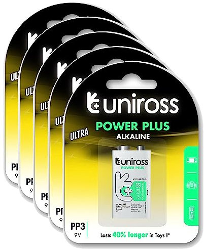 Uniross - Pack de 5 pilas alcalinas 6LR61 Power Plus 9V