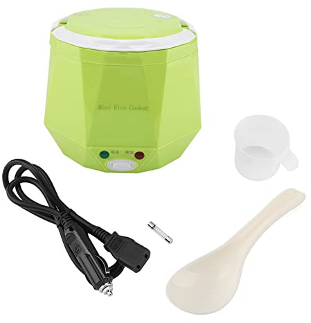 Olla Arrocera Comercial, Olla Arrocera Multifuncional Portátil, Vaporera de Comida para Automóvil para Camión, Mini Olla Arrocera, 24 V, 140 W, 1,3 L Eléctrica (Verde)