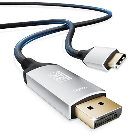 BolAAzuL USB C to Display Port Cable 4 Feet 4K@60Hz 2K@165H/144Hz M/M | Type-C to DisplayPort 1.2 Cord 1.2M Thunderbolt 3 Compatible for iPhone 16 Pro/Max MacBook Pro/Air XPS Laptop Projector TV PC