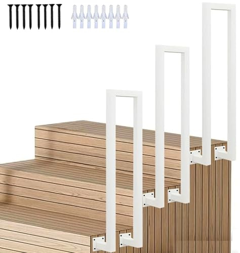 Treppengeländer innen U-förmig, Handlauf U-Form, geländer treppe seitliche Montage, Modernes Geländer außen für Innen- und Außenbereiche, Villen und Korridore (85CM（2.78FT）, Weiß-C)