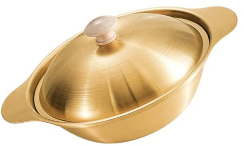BESTonZON Pot Double Oreille Avec Couvercle Wok En Acier Inoxydable Wok Chinois Pot De Nouilles Au Poêle Japonaise Sauteuse Sur La Cuisinière Fondue Marmite En Acier Inoxydable Lourd