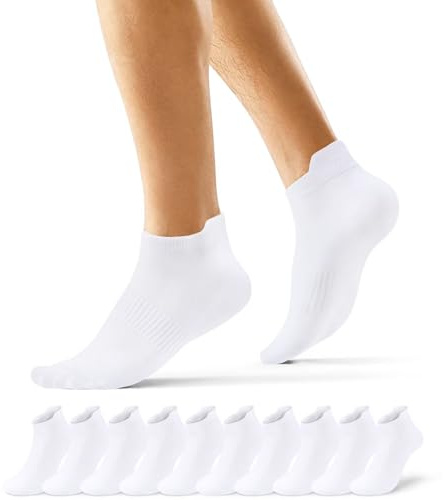 EKSHER 10 Paar Sneaker Socken Herren und Damen Baumwolle Kurze Laufsocken | Atmungsaktive Halbsocken und Low Socks mit Fersenlasche und Fußgewölbestütze; Anti Schweiß Socken für Sport und Alltag