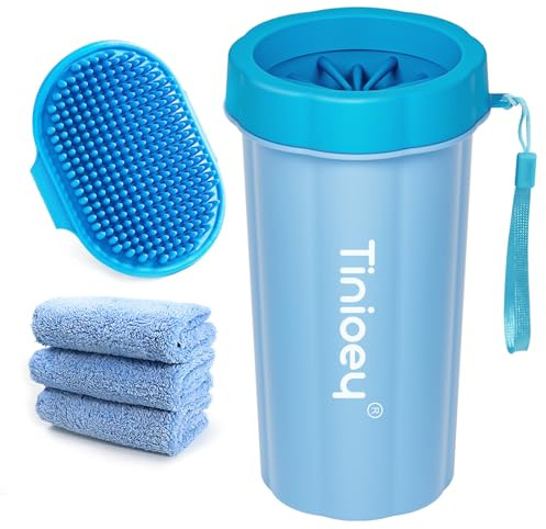 Tinioey Large Dog Paw Cleaner Cup, Silicone Brush, 3 Towels