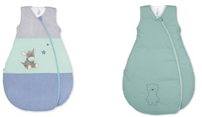 Sterntaler Funktionsschlafsack für Kleinkinder, Esel Emmi, Ganzjährig, Wärmeregulierung, Reißverschluss, 110 cm, Blau/Mehrfarbig & Funktionsschlafsack, Bär Ben, Ganzjährig