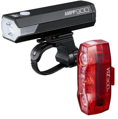 CatEye Bike Lights Set - 900 Lumen LED Front Bicycle Front and Back with OptiCube Lens | Multiple Modes, High Visibility MTB | Rechargeable Cycling Lighting for Night Riding | CatEye Bike Accessories