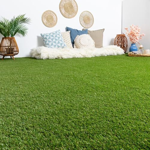 Steffensmeier Kunstrasen Teppich Toronto | Sonnenstunden: 20.000 | 32 mm | Outdoor | Meterware |Rasenteppich | Grün, Größe: 400x600 cm