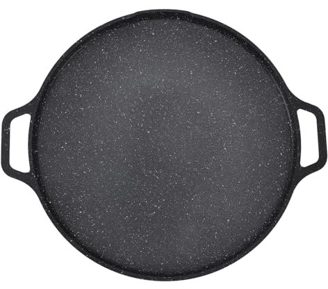 Korean Grill Pan, Aluminum Alloy Round BBQ Plate NonStick Coating Camping Stoven Fast Heating Multipurpose Electric Griddle Grill Pan for Induction, Gas Stove, Electric Cooktop